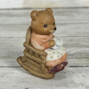 Vintage Homco Home Interior Figurine Grandma Bear in Rocking Chair #1470 ROCKS